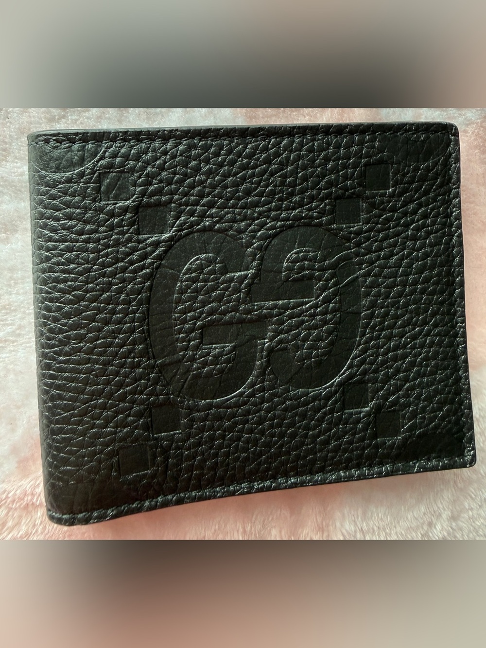 Gucci Embossed Interlocking G Leather Black Jumbo Wallet NWOT